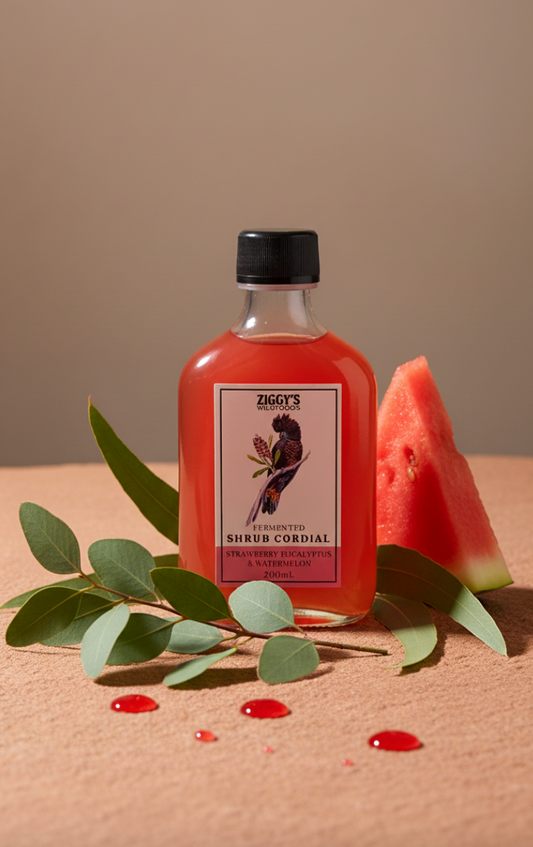 Ziggy's Wild Foods Strawberry Eucalyptus & Watermelon Shrub Cordial 200mL, Fermented & Gluten Free