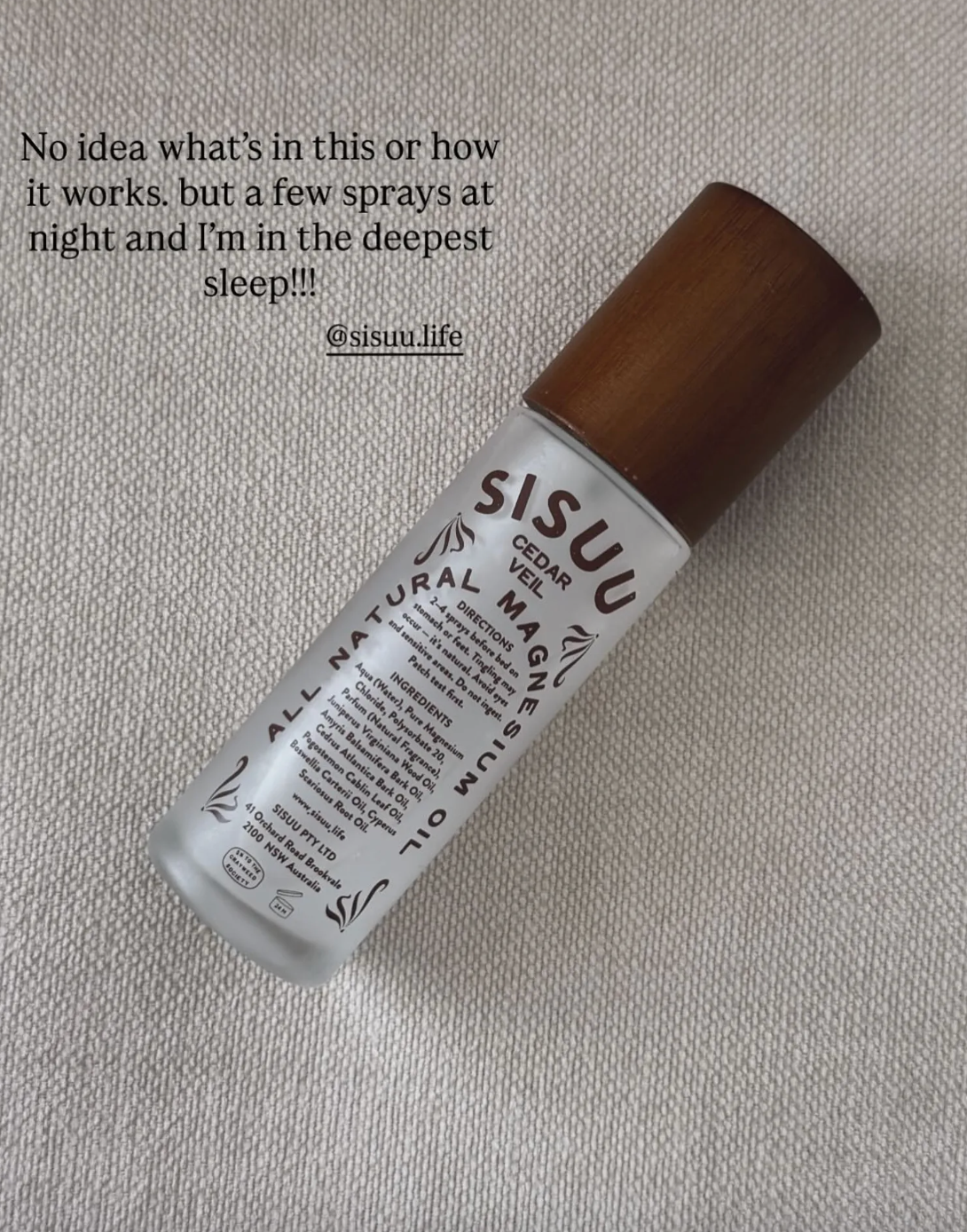 SISUU Magnesium Oil Cedar Veil Spray 30mL Or 100mL, Natural Minerals To Enhance Muscle Recovery
