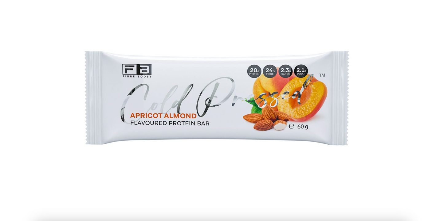 Fibre Boost Cold Pressed Protein Bar Single or Box of 12, Apricot Almond Flavour