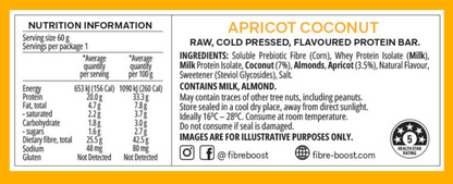 Fibre Boost Cold Pressed Protein Bar Single or Box of 12, Apricot Coconut Flavour