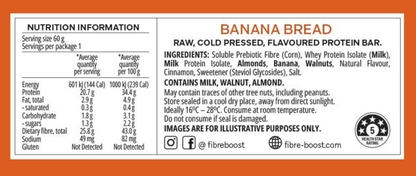Fibre Boost Cold Pressed Protein Bar Single or Box of 12, Banana Bread Flavour