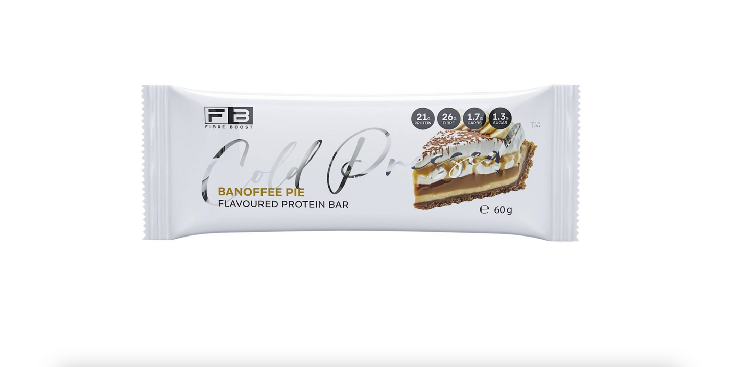 Fibre Boost Cold Pressed Protein Bar Single or Box of 12, Banoffee Pie Flavour