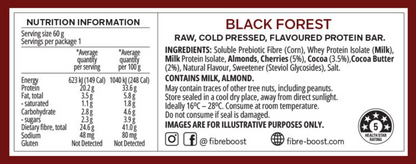 Fibre Boost Cold Pressed Protein Bar Single or Box of 12, Black Forest Flavour