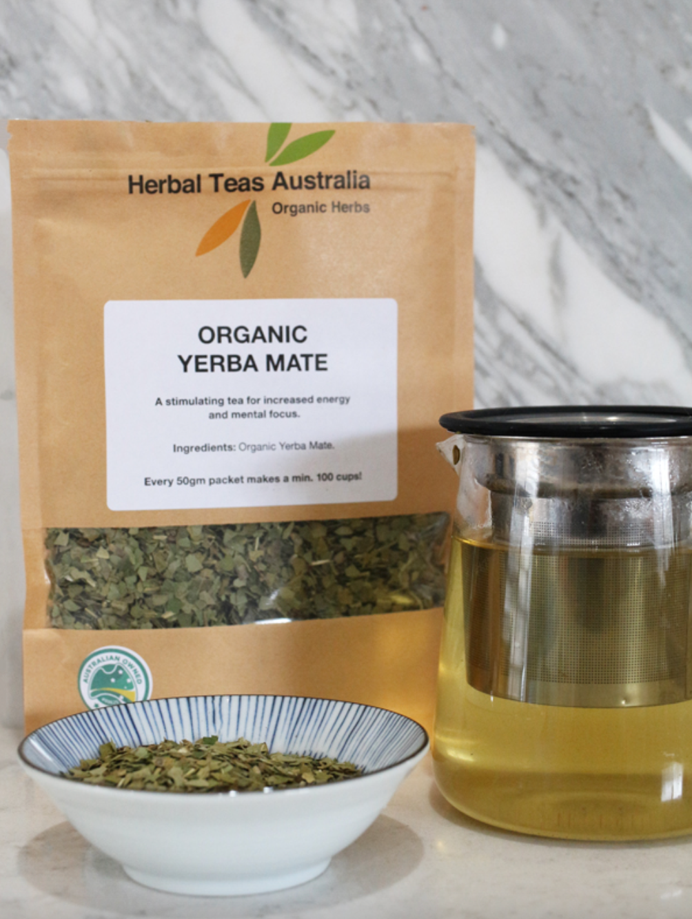 Herbal Teas Australia Organic Yerba Mate 50g, Increases Energy & Mental Focus