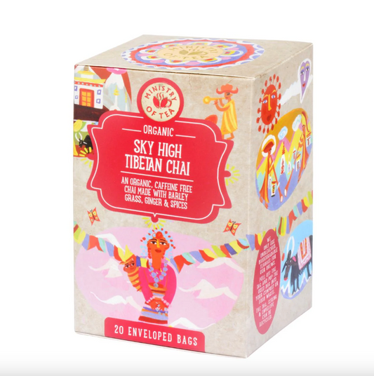 Ministry Of Tea Organic Sky High Tibetan Chai 20 Teabags, With Young Barley Grass Leaf