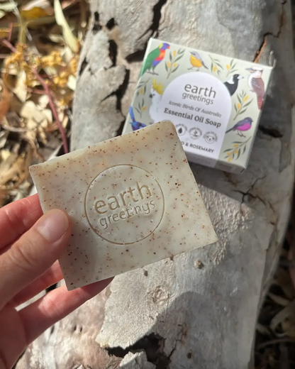 Earth Greetings Essential Oil Soap Bar Cedarwood & Rosemary 120g, Iconic Birds Of Australia