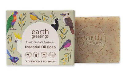 Earth Greetings Essential Oil Soap Bar Cedarwood & Rosemary 120g, Iconic Birds Of Australia