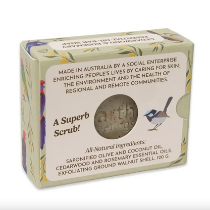 Earth Greetings Essential Oil Soap Bar Cedarwood & Rosemary 120g, Iconic Birds Of Australia