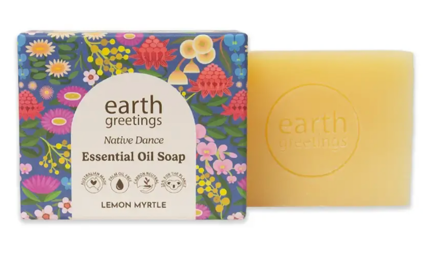 Earth Greetings Essential Oil Soap Bar Lemon Myrtle 120g, Native Dance