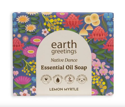 Earth Greetings Essential Oil Soap Bar Lemon Myrtle 120g, Native Dance