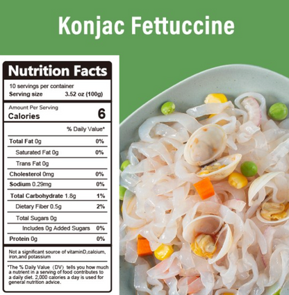 Hethstia Organic Konjac Fettuccine, Slim Pasta Fettuccine 250g, Low Carb & Low Calorie