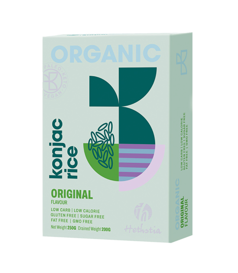 Hethstia Organic Konjac Rice, Shirataki Rice 250g, Low Carb & Low Calorie