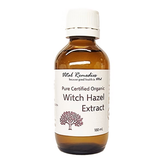 Vital Remedies Pure Certified Organic Witch Hazel Extract 100mL, A Natural Astringent For Cleansing Sensitive Skin