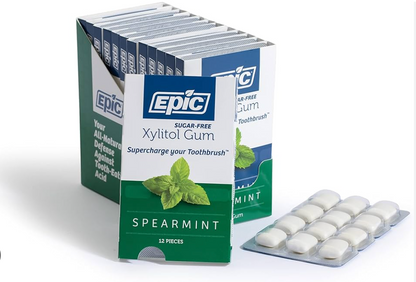 Epic Xylitol Chewing Gum Single (12pcs) Or Box of 12, Spearmint Flavour