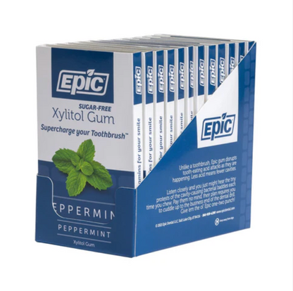 Epic Xylitol Chewing Gum Single (12pcs) Or Box of 12, Peppermint Flavour