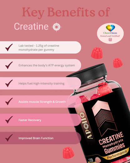 Apollo Creatine Monohydrate 120 Gummies, Watermelon Flavour Enhance Your Performance