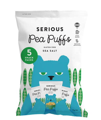 Serious Food Co. Gluten-Free Pea Puffs 5 X 15g Mini Packs, Sea Salt Flavour