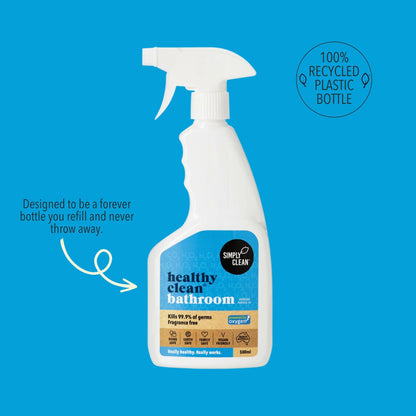 Simply Clean Healthy Clean Bathroom Spray 500mL, Fragrance Free & Powered By Oxygen