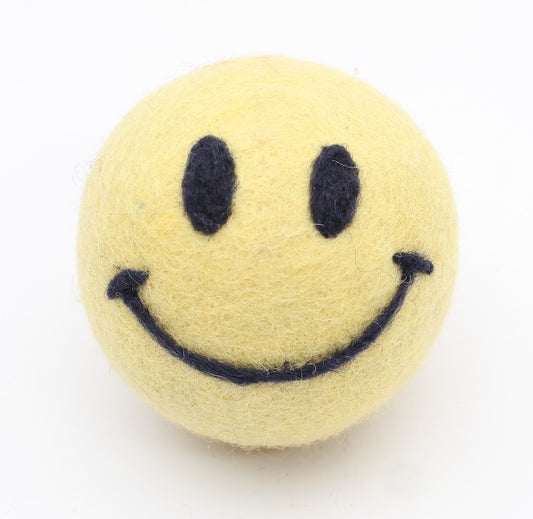 Eco Max Hand Felted Wool Dryer Ball, Smile Emoji Design; Reduces Drying Time BY 25%