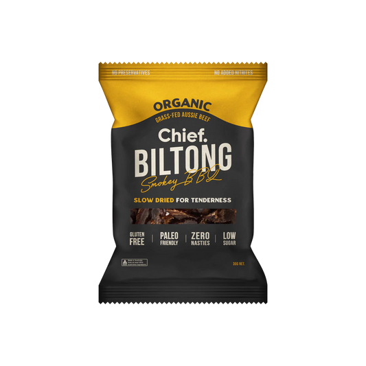 Chief. Biltong 30g, Smokey BBQ Flavour; Certified Organic & Slow Dried