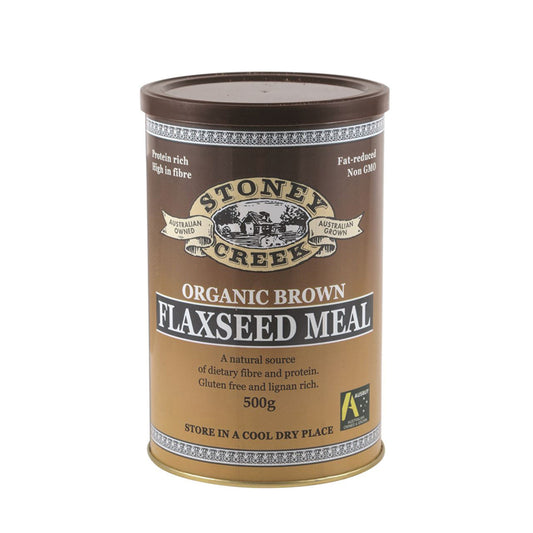 Stoney Creek Certified Organic Brown Flaxseed Meal 500g (Tin) Or 1Kg (Bag), Gluten Free & Lignan Free