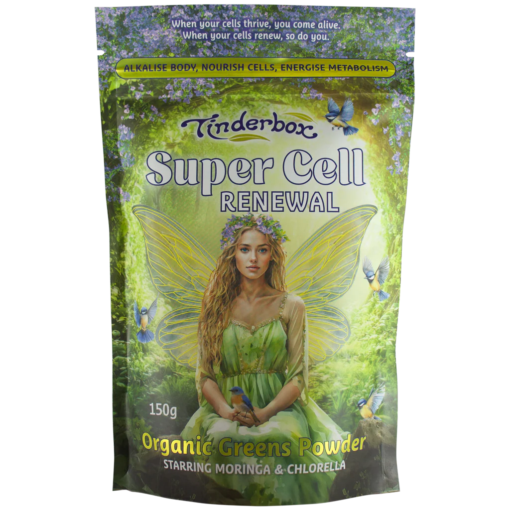 Tinderbox Super Cell Renewal Organic Greens Powder 150g, Starring Moringa & Chlorella