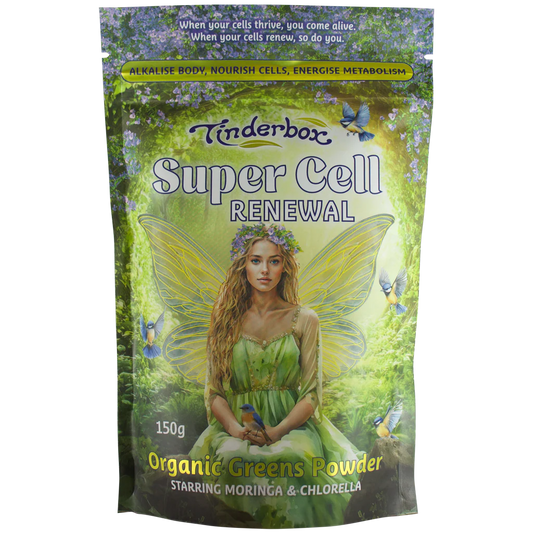 Tinderbox Super Cell Renewal Organic Greens Powder 150g, Starring Moringa & Chlorella
