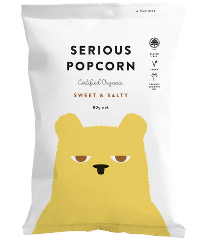Serious Food Co. Certified Organic Popcorn 80g, Sweet & Salty Flavour