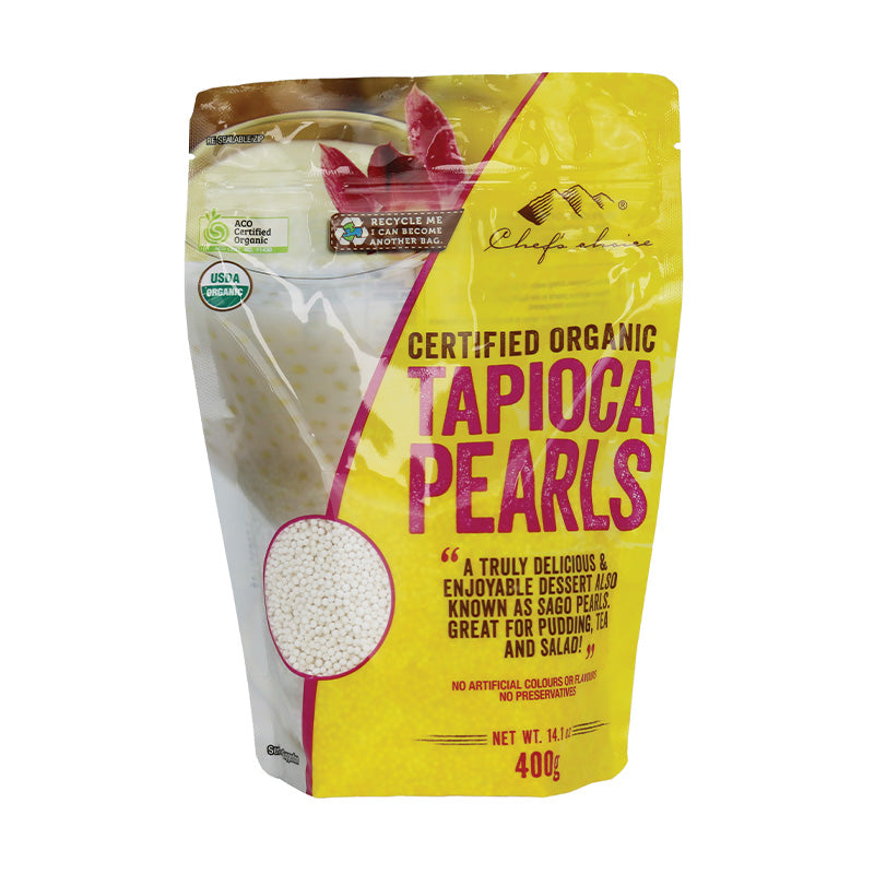 Chef's Choice Certified Organic Tapioca Pearls 400g, No Preservatives ...