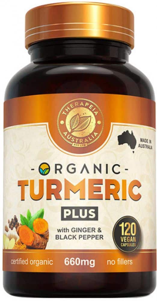 Therapeia Australia Certified Organic Turmeric Plus 660mg 120 Capsules, Daily Spice Complex