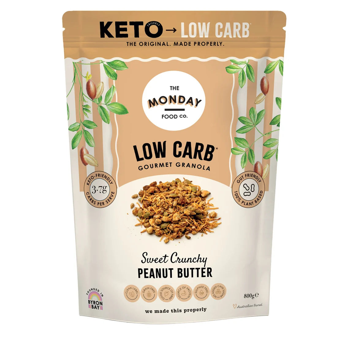 The Monday Food Co Low Carb Gourmet Granola 300g Or 800g, Crunchy Peanut Butter Flavour