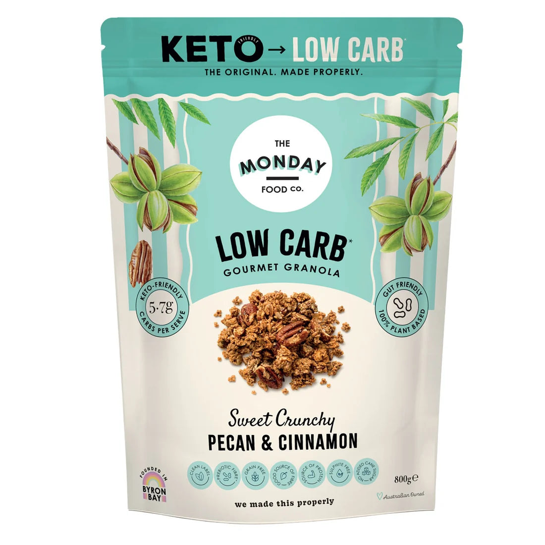 The Monday Food Co Low Carb Gourmet Granola 300g Or 800g, Pecan & Cinnamon Flavour