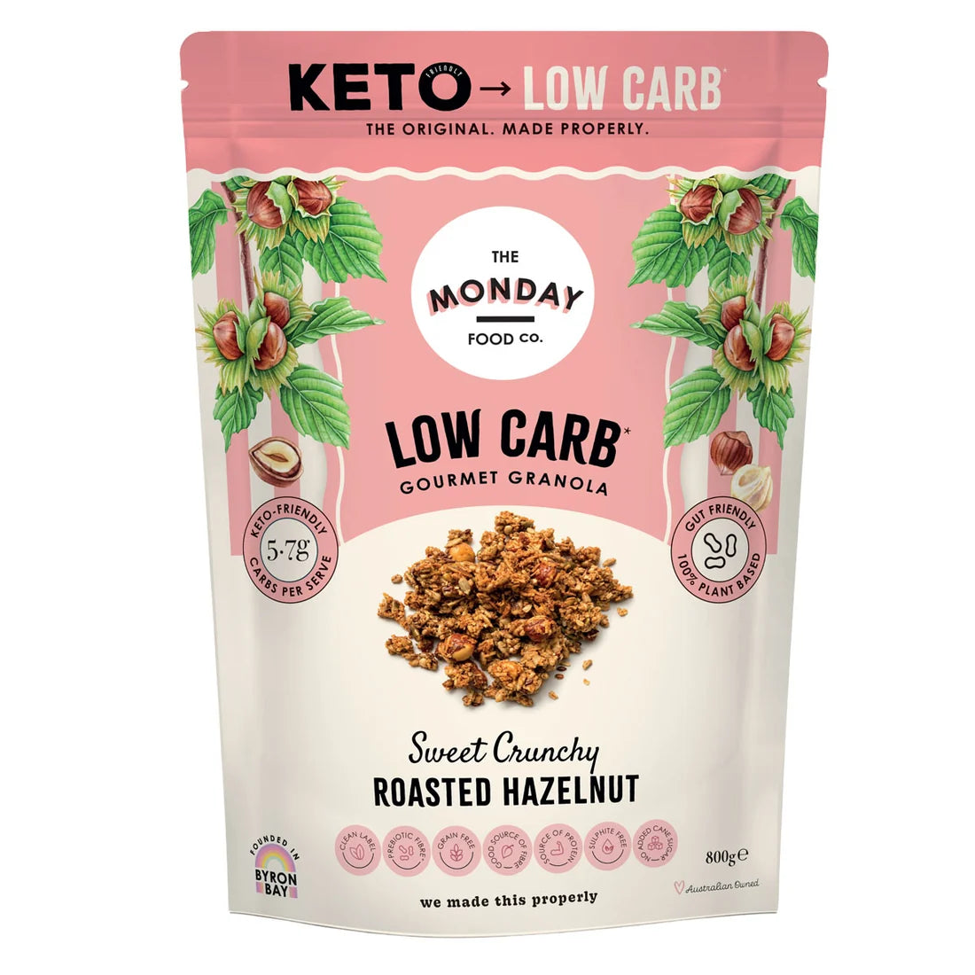The Monday Food Low Carb Gourmet Granola 300g Or 800g, Crunchy Roast Hazelnut Flavour