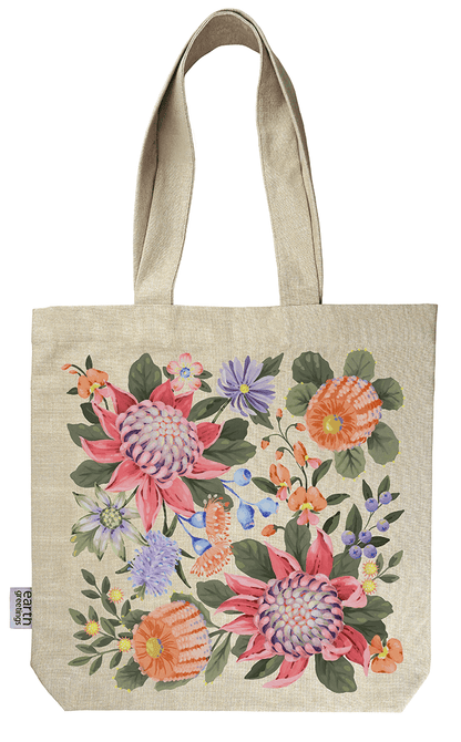 Earth Greetings Certified Organic Tote Bag With A Pocket Abundance Design, Jane Branchflower Collection