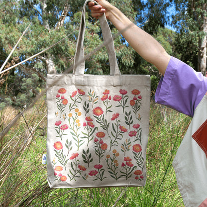 Earth Greetings Certified Organic Tote Bag With A Pocket Everlasting Love Design, Negin Maddock Collection