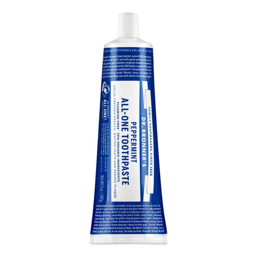 Dr Bronner's Fluoride Free All-One Toothpaste Peppermint Flavour 28g Or 140g, Keep Your Smile Healthy