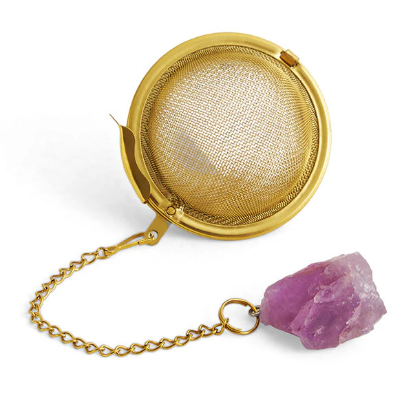 Tea Lovers Crystal Tea Ball Infuser On A Chain | Amethyst 50mm Diameter, For Lovers Of Tea