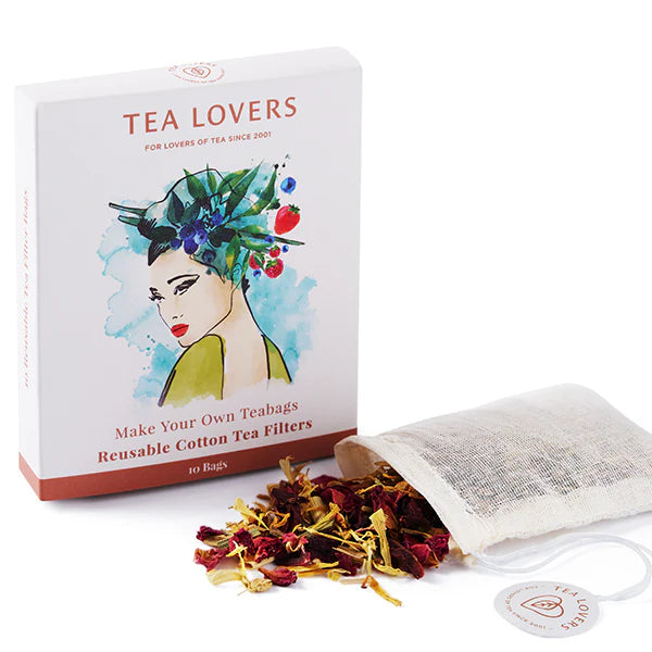 Tea Lovers Reusable Cotton Tea Filters 10 Bags, Make Your Own Tea Bags!