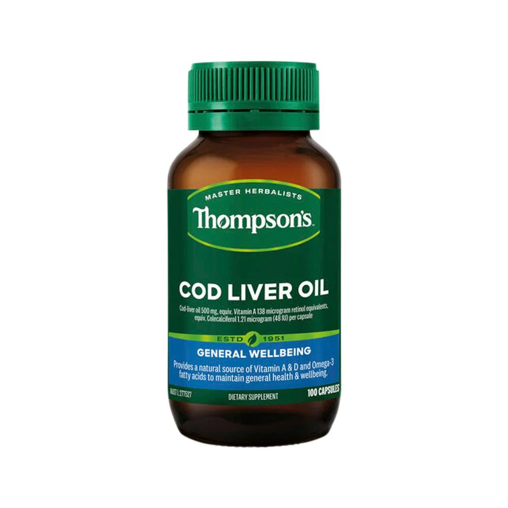 Thompson's Cod Liver Oil 100 Capsules, Provides A Natural Source Of Vi ...