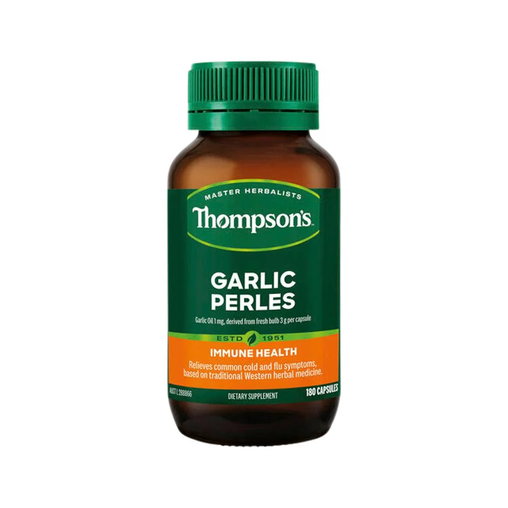 Thompson's Garlic Perles 180 Capsules, Relieves Common Cold & Flu Symptoms