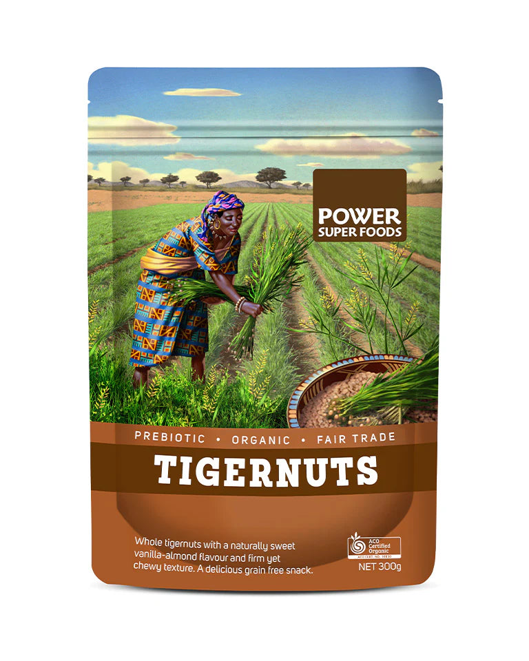 Power Super Foods Certified Organic Tigernuts 300g, A Delicious Grain-Free Snack