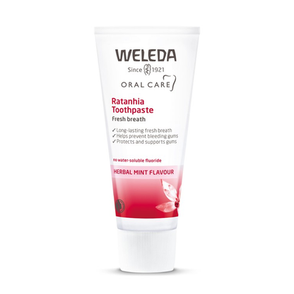 Weleda Ratanhia Toothpaste 75mL, Herb Mint Flavour For Long Lasting Fresh Breath
