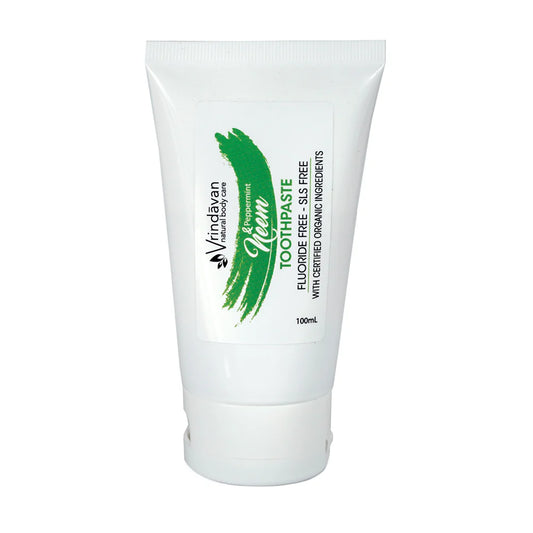 Vrindavan Peppermint & Neem Toothpaste 100mL, Fluoride & SLS Free