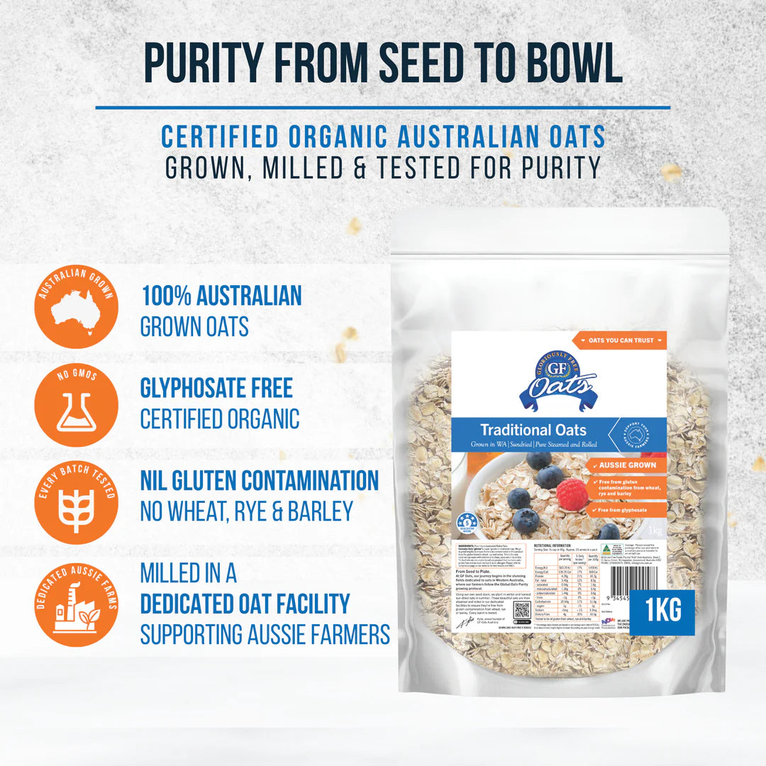 Gloriously Free Traditional Aussie Oats 500g, 1kg Or 2kg, Grown In WA