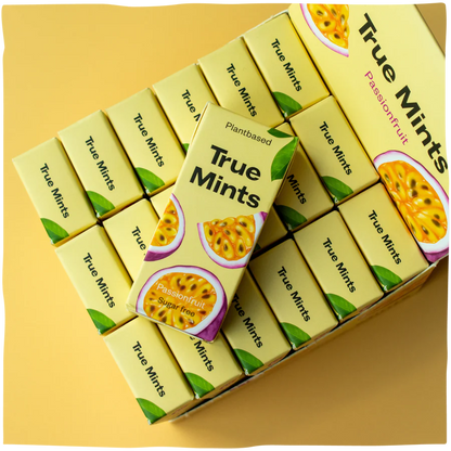 True Mints Sugar Free Mints A Single Pack (13g) Or A Box Of 18, Passionfruit Flavour