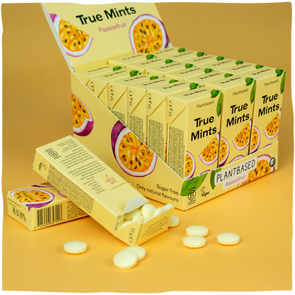 True Mints Sugar Free Mints A Single Pack (13g) Or A Box Of 18, Passionfruit Flavour