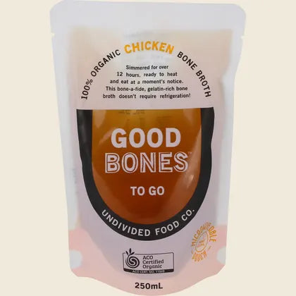Undivided Food Co GOOD Bones 100% Certified Organic Chicken Bone Broth 250mL, Ready To Eat