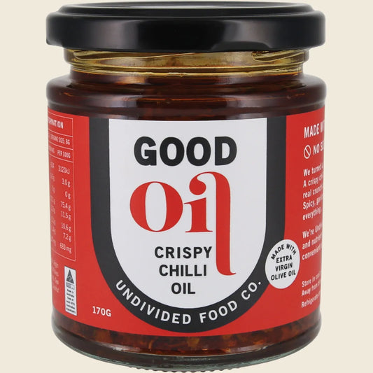 Undivided Food Co. GOOD Oil Crispy Chilli Oil 170g, With Extra Virgin Olive Oil