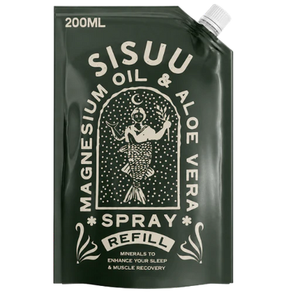 SISUU All Natural Magnesium Oil & Aloe Vera Recovery Refill 90mL Or 200mL, Minerals To Enhance Sleep