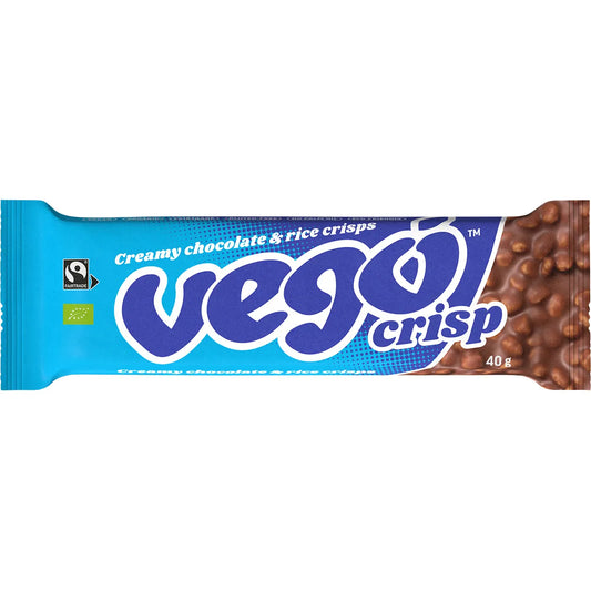 Vego Crisp Chocolate Bar 40g, Creamy Chocolate & Rice Crisps